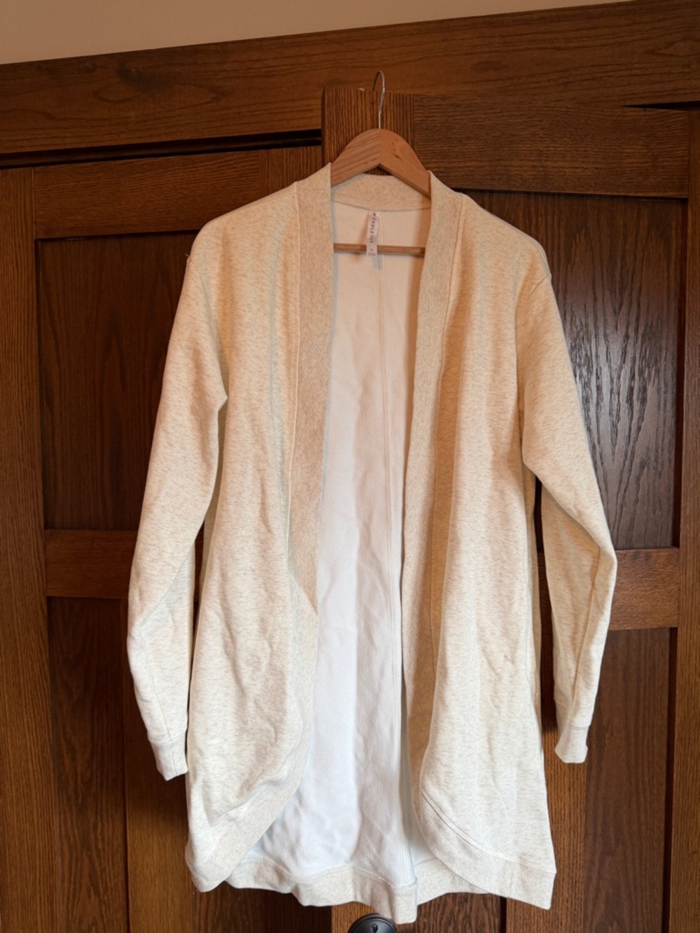 Fabletics Cream Open-Front Women's Long Length Cardigan